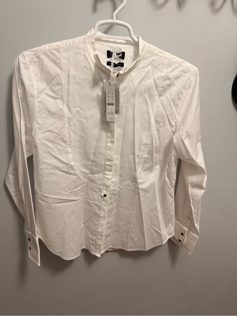 J. Crew White Band-Collar Dress Shirt